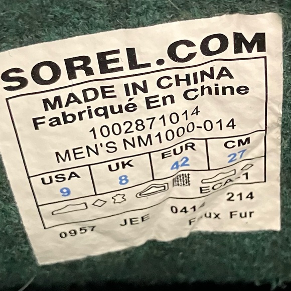 Sorel HD Nubuck Waterproof Caribou Boots Black and Tusk Mens 9 - Picture 12 of 13